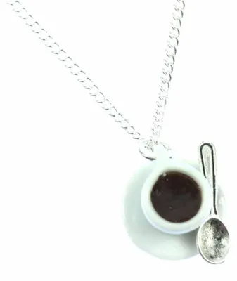 Produktbild von Miniblings Kaffeetasse Porzellan Kaffee Tasse Halskette 45cm Cafe Teetasse Löffel