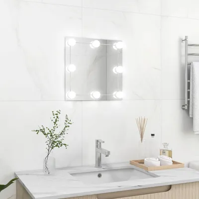 Zdjęcie produktu dla vidaXL Lustro ścienne z oświetleniem LED Kwadratowe szkło