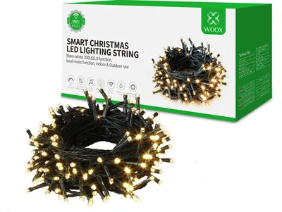 Obrázek produktu pro WOOX LED světelný řetěz "Smarthome light chain WLAN In- + Outdoor 20 metrů ALEXA GOOGLE APP controlled, no hub necessary, WiFi 2,4 GHz, Tuya Smartlife Xmas", APP controlled Party, balkon, terasy, festival, vánoční osvětlení 20 metrů dlouhé, úspora energie