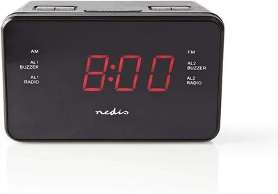 Productafbeelding van Digitale Wekkerradio met Tijdprojectie en Snoozefunctie - AM/FM Radio - 2 Alarmen - Zwart