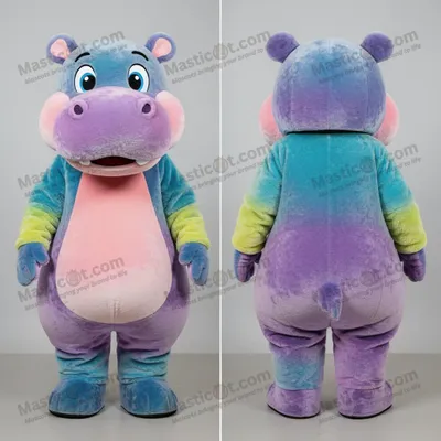 Image de Mascotte MASTICOT hippopotame en velours doux à large sourire