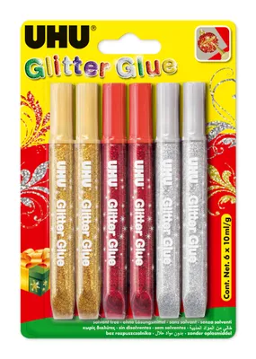 Produktbild von Uhu, Glitter Glue, 10ml, 6Stück
