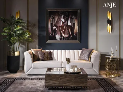 Produktbild von Modernes Weißes Sofa Couchtisch Polstercouch Wohnzimmer Textilsofas