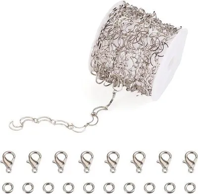 Produktbild von 3m Edelstahl-Anhänger-Kette mit Krebsverschluss für Armband-Schmuck