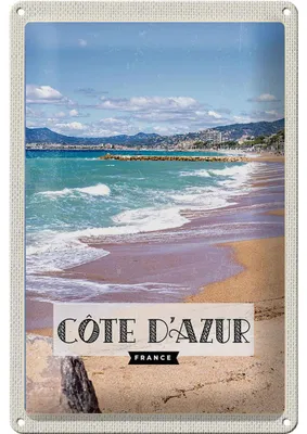Produktbild von Blechschild Reise 20x30cm cote d'azur Frankreich Reiseziel