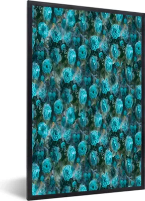 Produktbild von MuchoWow® MuchoWow® Gerahmtes Poster Blumen - Rosen - Blau 20x30 cm - Poster mit zchwarzem Bilderrahmen - Drucken - Bilder Poster im Rahmen