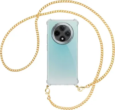 Produktbild von Handykette Backcover-Schutzhülle mit Band (Metall goldfarben) für OPPO A3 PRO 5G - goldfarbene Kette