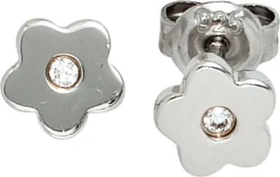 Produktbild von JOBO Kinder Ohrstecker Blume 925 Sterling Silber rhodiniert 2 Zirkonia Ohrringe