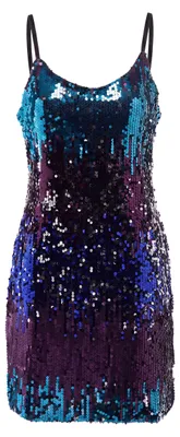 Produktbild von Lila Minikleid mit Pailletten, Ombré-Effekt, U-Boot-Ausschnitt und verstellbaren Trägern, Größe S