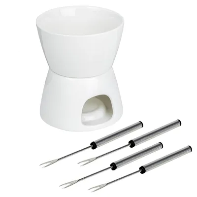 Produktbild von Schokoladenfondue-Set für 4 Personen, Keramik-Fonduebecher für Schokolade & Käse, ideal für Schokoladen- und Käsefondue