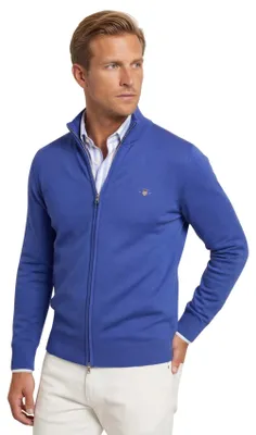 Produktbild von Gant Weste blau Reißverschluss einfarbig Baumwolle Stehkragen mit Logo