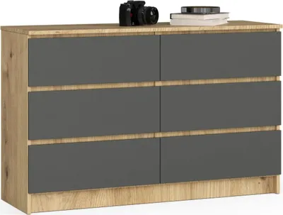 Obrázek produktu pro Široká komoda se šuplíky SAVRILA - dub artisan / šedá