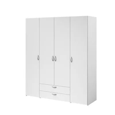 Image de Varia - Armoire -Reproduction blanc - 4 portes battantes + 2 tiroirs - L 160 x H 185 x P 51 cm - Parisot