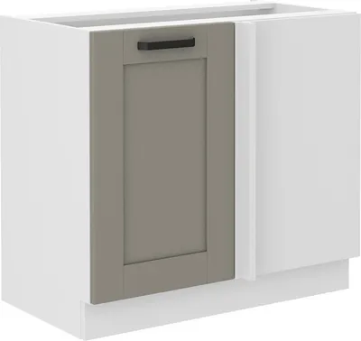 Obrázek produktu pro Prodloužená rohová skříňka LAILI - šířka 105 cm, světle šedá / bílá