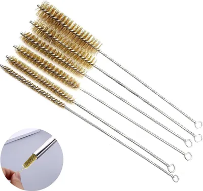 Image de lot de 6 brosses tubulaires en fil de laiton 8-25 mm Brosses de nettoyage à long manche