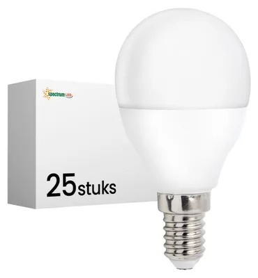 Productafbeelding van Spectrum LED Kogellamp P45 E14 Mat - 8W 750lm 6000K - Koudwit - Vervangt 52W - 25 stuks