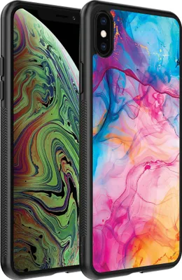 Productafbeelding van Smartphonica Telefoonhoesje, geschikt voor:iPhone X/Xs met regenboogacrylmotief - TPU achterkant, hoesje met regenboogacrylmarmermotief
