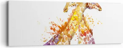 Produktbild von Bild auf Leinwand - Leinwandbild - Giraffen Tiere Kinder Safari - 90x30cm - Wand Bild - Wanddeko - Leinwanddruck - Bilder - Kunstdruck - Wanddekoration - Leinwand bilder - Wandkunst - AB90x30-2883