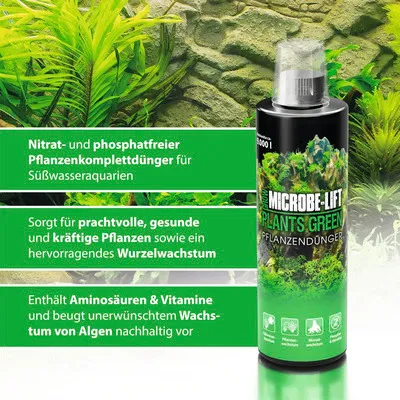 Produktbild von Aquariumpflanzendünger MICROBE-LIFT Plants Green Pflanzendünger 118 ml Volldünger ohne Nitrat und Phosphat
