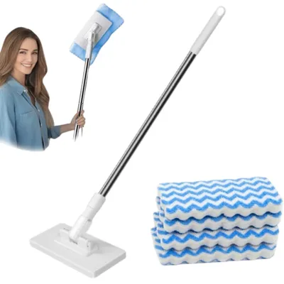 Immagine prodotto di Mop pavimenti microfibra 4 ricambi manico 100 cm pulizia facile senza aloni piastrelle laminato parquet casa