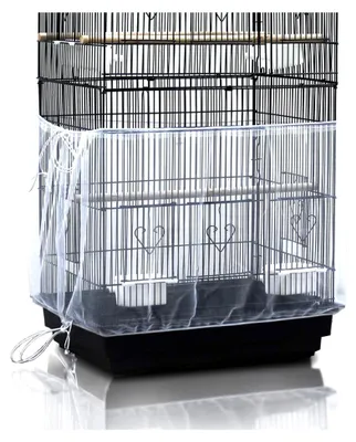 Produktbild von Vogelkäfigabdeckung Verstellbares Schutznetz für Papageien aus Nylon, Rock-Weiß, Umfang: 200 cm, Breite: 40 cm (ohne Käfig)
