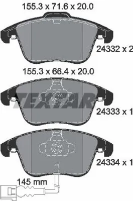 Obrázek produktu pro BRZDOVÉ DOPLŇKY VW, PŘEDNÍ, MODELY: TIGUAN (od roku 2007), SHARAN (od roku 2010)