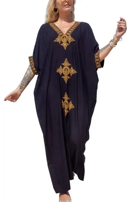 Productafbeelding van Geborduurde lange kaftan, boheemse jurk voor dames