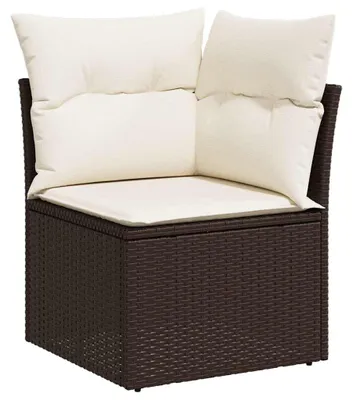 Produktbild von vidaXL Garten-Ecksofa mit Kissen Braun Poly Rattan