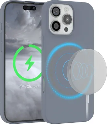 Produktbild von EAZY CASE Silikon MagSafe Handyhülle kompatibel mit Apple iPhone 16 Pro Max Hülle mit Kameraschutz, Silikonhülle, Schutzhülle Grau