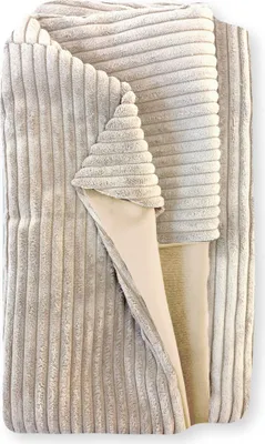 Produktbild von 4L Textil MOLLY Kuscheliges Stripes Hundebett Bezug abnehmbar und waschbar Hundekorb mittelgroße Hunde Cord Hundekissen flauschig Hundekörbchen Cord Hundesofa (Ersatzbezug, 100x80 cm, Beige (Stripes)