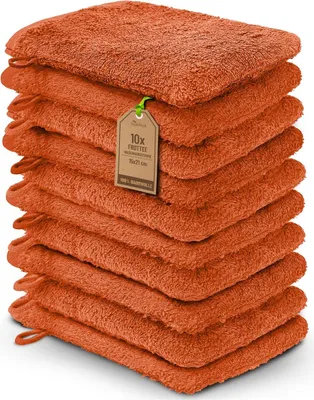 Produktbild von Frottier Waschhandschuhe 10er Pack 15x21cm, 100% Baumwolle, Terrakotta