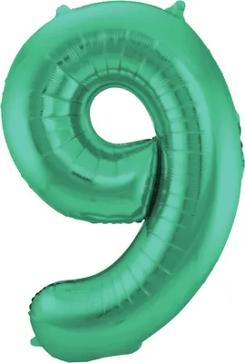 Immagine prodotto di Palloncino in foil numero 9 verde opaco - 88 cm
