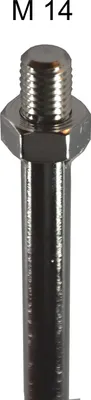 A close-up view of the threaded end of a metal rod with a hexagonal nut.