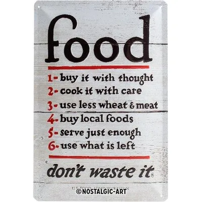 Image de Nostalgic-Art - Plaque en métal 20 x 30cm - Home & Country - Food Don't Waste It