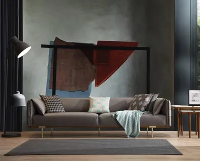 Produktbild von Graues Edelstahlsofa Wohnzimmer 3-Sitzer Polstercouchen Textilsofas Neu