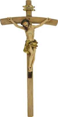 Produktbild von Heiligenfigur Kruzifix 75 cm Holz goldfarbig Deko Christlich