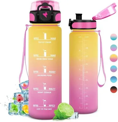 Immagine prodotto di Borraccia leggera da 1 litro per sport acquatici con filtro e indicatore del tempo, per ragazze