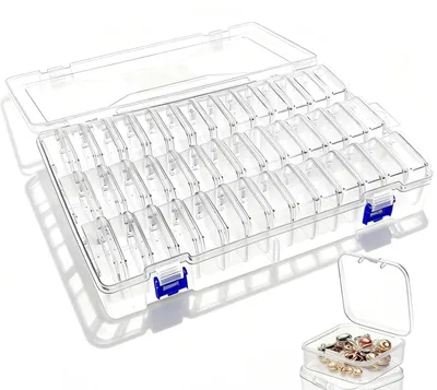Produktbild von Aufbewahrungsboxen 45 Stück - Transparente Sortierboxen - Kleine Teile - Mit Deckel - 5,5 x 5,5 x 2 cm - Sicher und Sauber