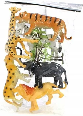 Produktbild von Tierfiguren Set Wildtiere Safari Zoo Löwe Giraffe Elefant Zebra Spielzeug Kinder Realistisch