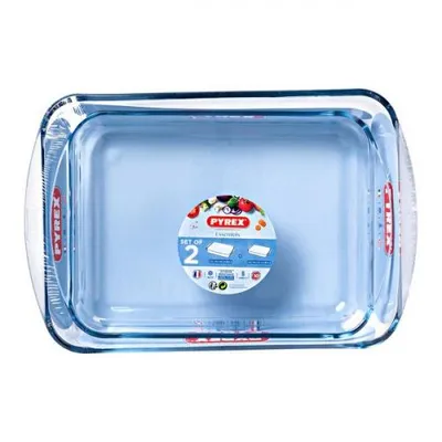 Image de Set de plats à gratin pour le four Pyrex Essentials verre borosilicaté (2 pcs)