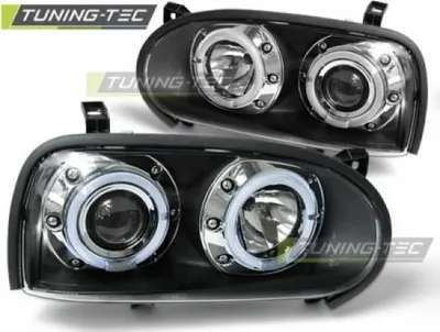 Obrázok produktu pre LED Angel Eyes svetlomety pre VW Golf 3 91-97 čierne
