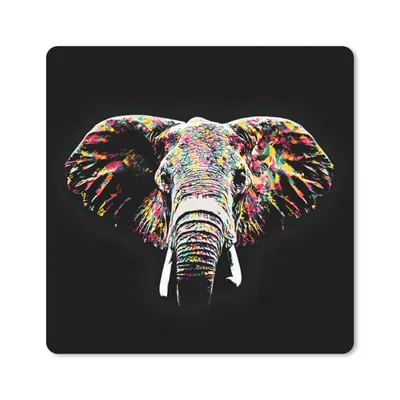 Produktbild von MuchoWow® Mauspad Mousepad Elefant - Tiere - Farben 20x20 cm - Mousepads - Maus Mat - Pad - Mausunterlage - Desk Mat - Bureauartikeln
