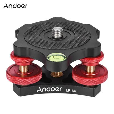 Image de Andoer LP-64 Base de nivellement pour trépied avec niveleur de précision à trois roues et niveau à bulle 3/8 pouce