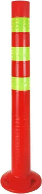 Immagine prodotto di 1 x palo barriera [altezza-72,5 cm] - palo barriera riflettente | barriera con base [fissaggio con viti] | supporto barriera | palo parco colore rosso | delineatore | dissuasore