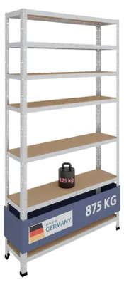 Productafbeelding van Stellingkast - Metaal verzinkt - 200 x 100 x 30 cm - 7 planken - 125 kg per plank