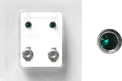 Produktbild von Erstohrstecker Chirurgenstahl Sterile Ohrstecker Zarge mit Stein in dunkelgrün 4mm