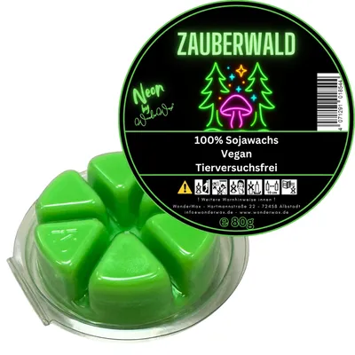 Produktbild von WonderWax Duftwachs Wax Melts für Duftlampe, 6 Ecken Neon Duftmelt Wachsmelt Sojawachs Duftwachs Kreis für Raumdüfte, Wachs Duftöl Winter Indoor Schmelzen für Aromalampe Zauberwald