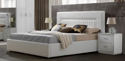 Produktbild von Modernes Doppelbett New Gemma 160x200 cm in Weiß / Silber