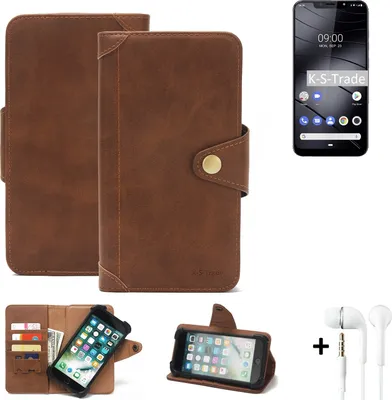 Produktbild von K-S-Trade Handyhülle Schutzhülle kompatibel mit Gigaset GS195  Walletcase Bookstyle Schutz Case Hülle Wallet Flipcase Cover PolyurethanBraun inkl.
