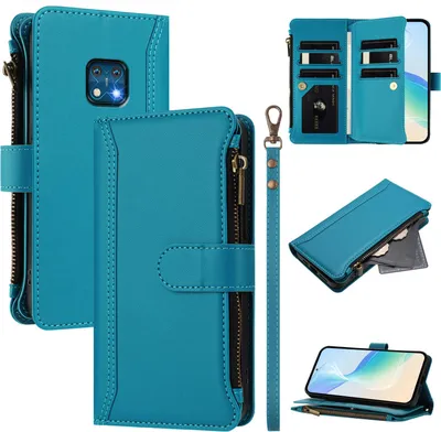 Immagine prodotto di Custodia per Nokia XR20, con cerniera, portafoglio Custodia flip in Finto cuoio con tasche per carte, supporto e passante per mano Lake blu